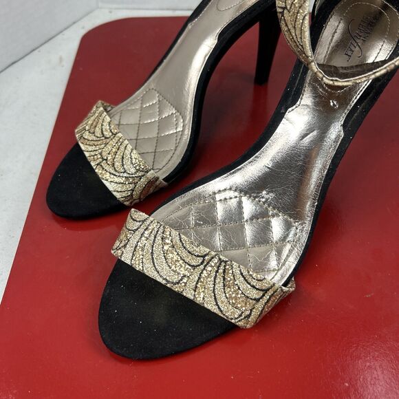 Alfani Women's Step‎ 'N Flex Sandals Heels Size 8M Gold Glitz Glam Retro Party - Picture 6 of 7